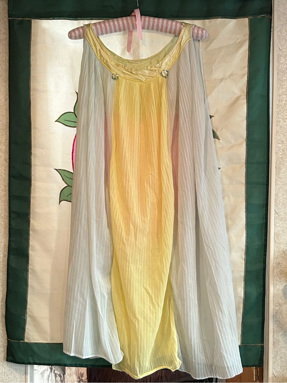 Yellow and Ivory Pleated Swing Dress - Women